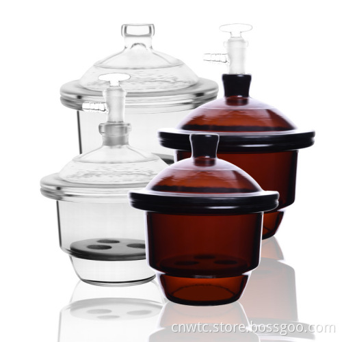 300mm Boro3.3 Glass Desiccator with Clear/Brown Lid: Vacuum Laboratory Glassware